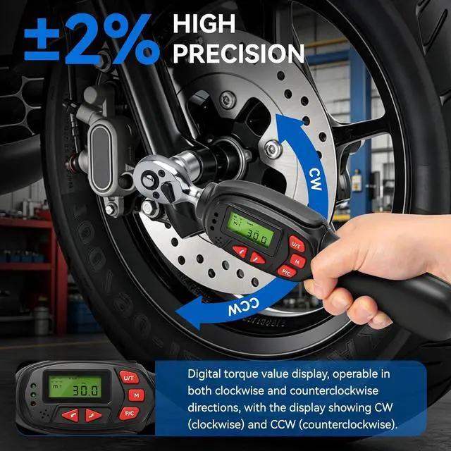 Alt view image 3 of 7 - 1/4" Digital Torque Wrench Set 5-25 N.m 13pcs Sockets Extension Bar