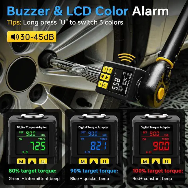 Alt view image 2 of 7 - 1/2" Digital Torque Wrench Adapter, 7.5-150Ft-lb (±2% Accuracy)
