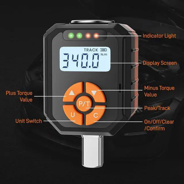 Alt view image 2 of 7 - 1/2" Digital Torque Wrench Adapter Set, 12.54-250.8 Ft.lb/17-340 N.m Electronic Torque Adapter with Buzzer & LED Indicator for Automotive Motocycle Car Repair