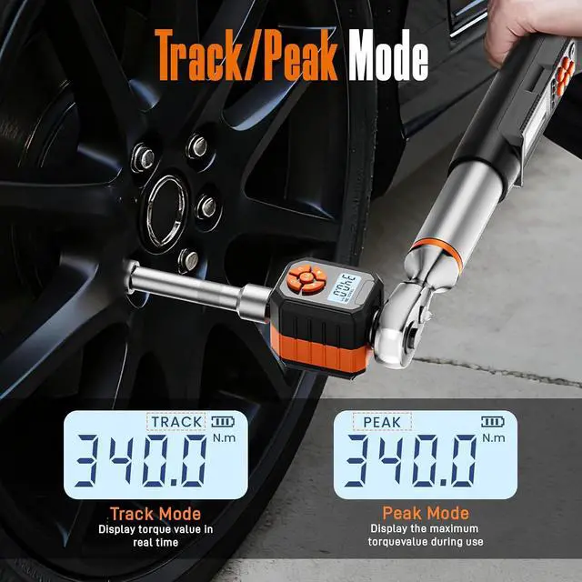 Alt view image 5 of 7 - 1/2" Digital Torque Wrench Adapter Set, 12.54-250.8 Ft.lb/17-340 N.m Electronic Torque Adapter with Buzzer & LED Indicator for Automotive Motocycle Car Repair