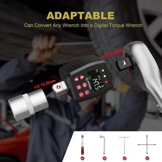 Alt view image 6 of 7 - 1/2" Digital Torque Adapter, 7.4-147.5 Ft-lb/10-200 Nm, ±1% Accuracy