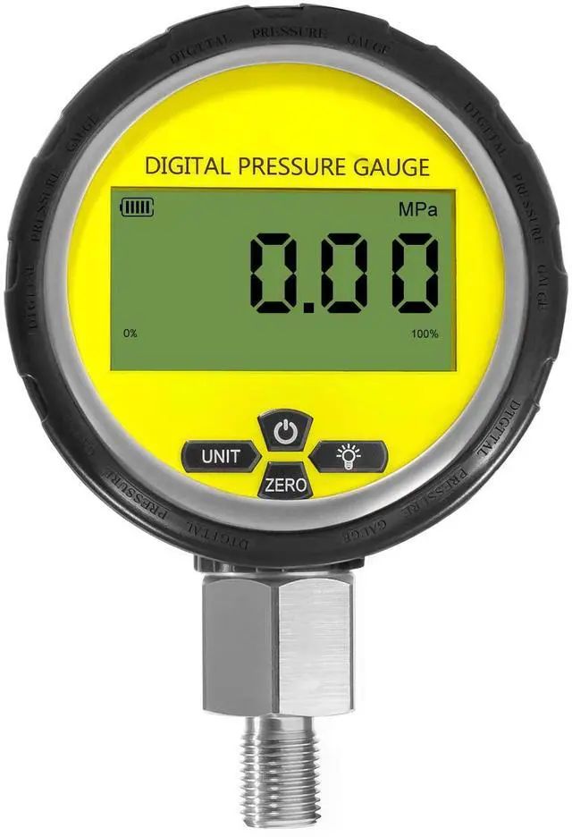 Main image of 10000PSI Digital Hydraulic Pressure Gauge Pressure Manometer Pressure Sensor with 1/4-Inch NPT Connector Base Entry 700BAR/70Mpa 3.15" Dial Size (Black Silicone Protective Boot)