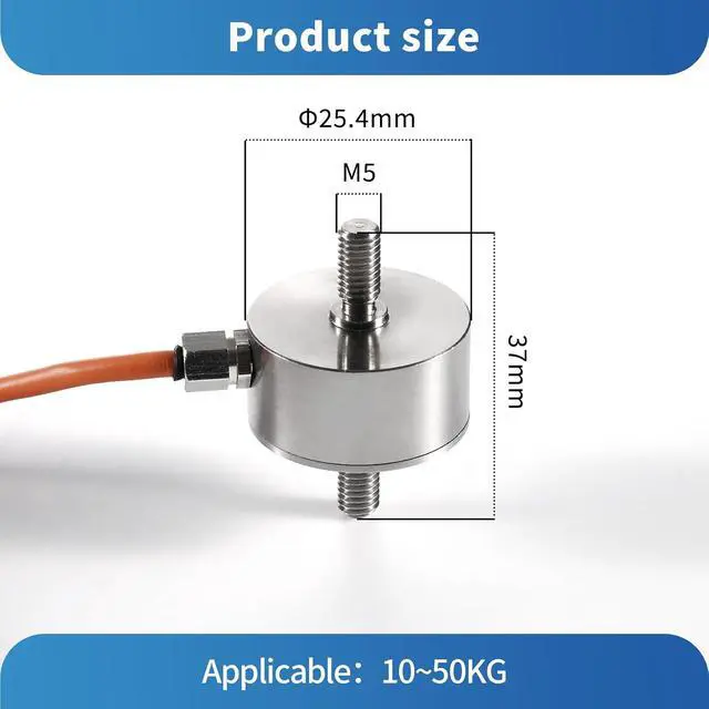 Alt view image 4 of 7 - Load Cell Force Sensor, 0.1% High Precision Stainless Steel Tension Compression Sensor for Industrial Weighing & Force Measurement with 3m Cable (0-10KG)