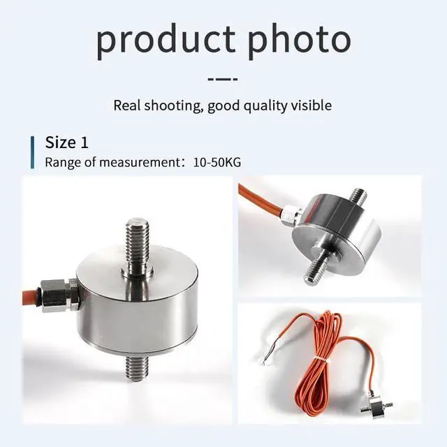 Alt view image 6 of 7 - Load Cell Force Sensor, 0.1% High Precision Stainless Steel Tension Compression Sensor for Industrial Weighing & Force Measurement with 3m Cable (0-10KG)