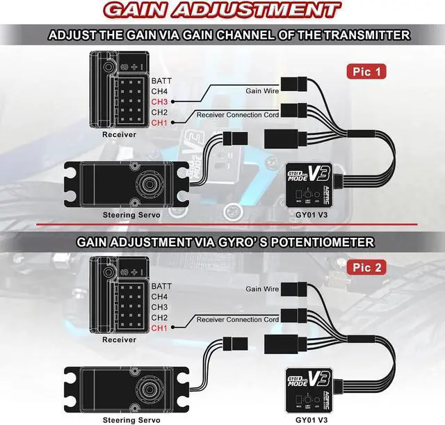 Alt view image 3 of 7 - Dual-Gain RC Drift Gyro with Aluminum Case (GY01 V3)