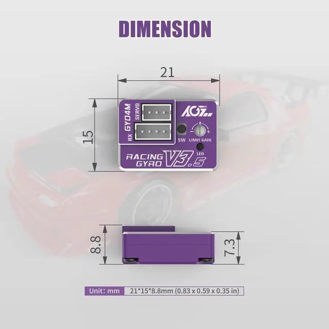 Alt view image 4 of 7 - 4g AVCS Gyro for RC Mini-Z Drift Car (GY04M V3.5 Purple)