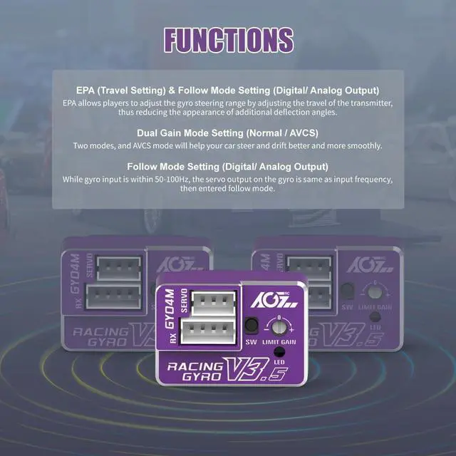 Alt view image 5 of 7 - 4g AVCS Gyro for RC Mini-Z Drift Car (GY04M V3.5 Purple)