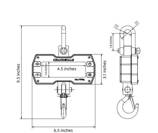 Alt view image 4 of 6 - 2000kg 4000 lb Heavy Duty Crane Scale, Orange