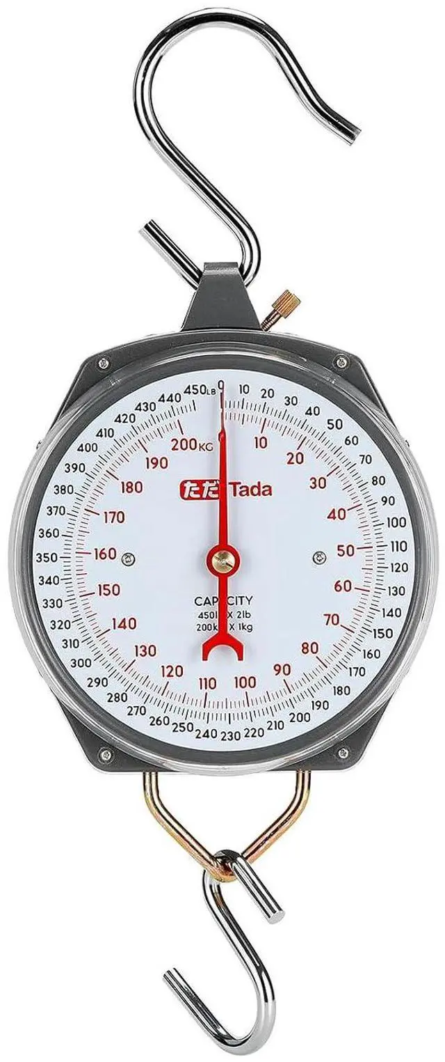 Main image of Game Scale 450lb Mechanical Hanging Scale with 8 Inch Dial, Heavy-Duty Design for Kitchen, Fishing, Outdoor Use, and Farms