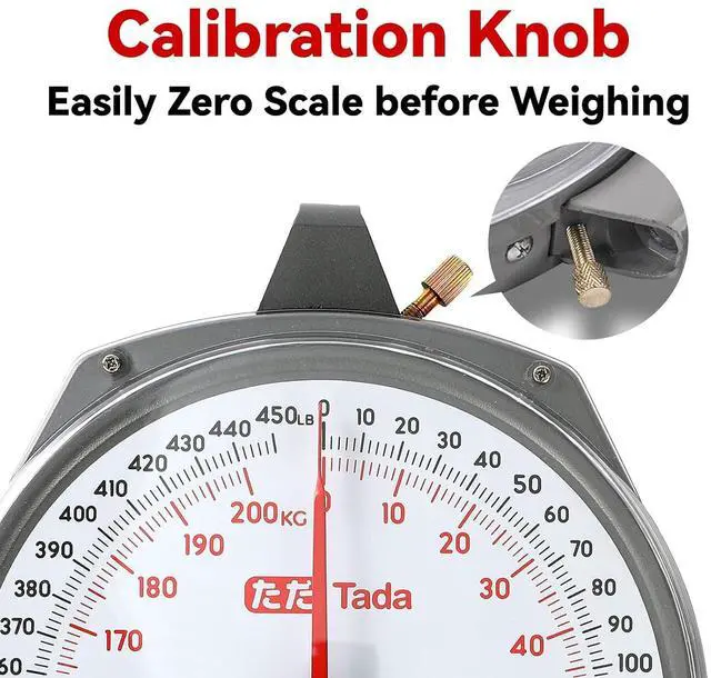 Alt view image 5 of 7 - Game Scale 450lb Mechanical Hanging Scale with 8 Inch Dial, Heavy-Duty Design for Kitchen, Fishing, Outdoor Use, and Farms