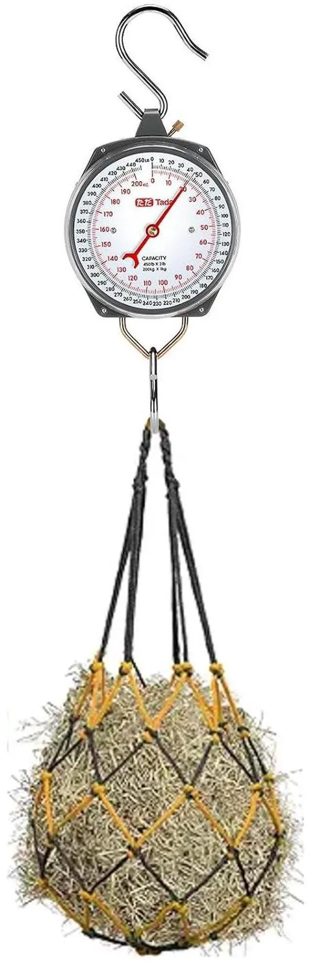 Alt view image 7 of 7 - Game Scale 450lb Mechanical Hanging Scale with 8 Inch Dial, Heavy-Duty Design for Kitchen, Fishing, Outdoor Use, and Farms