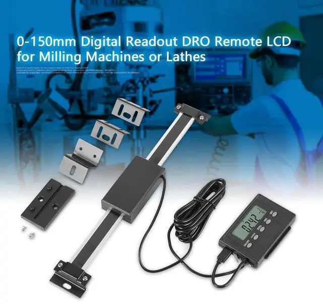 Alt view image 3 of 7 - Digital Readout Linear Scale, 0 to150mm Aluminum Alloy Remote DRO Linear Scale Precision LCD Readout DRO Kit for Milling Machines Lathes