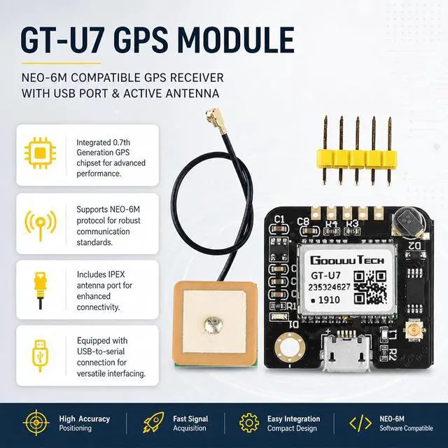 Alt view image 3 of 7 - 4-Pack GT-U7 GPS Module, USB Port, Active Antenna