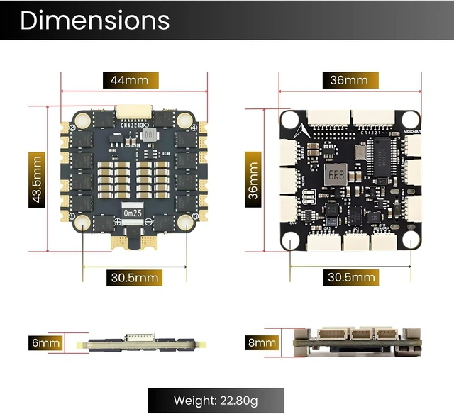Alt view image 3 of 7 - H743 Flight Controller with 60A 32-Bit ESC 30x30 Stack, Supports 2-6S LiPo, Dual IMU, Compass & Barometer, Betaflight/INAV/PX4/Ardupilot Compatible for FPV & Racing Drones