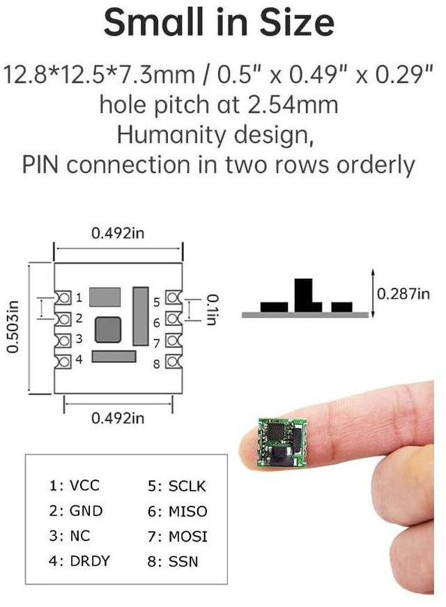 Alt view image 4 of 7 - RM3100 High-Accuracy Geomagnetism Magnetometer, Magnet Field Sensor with SPI Interface, High-Resolution Electronic Compass Module for Arduino