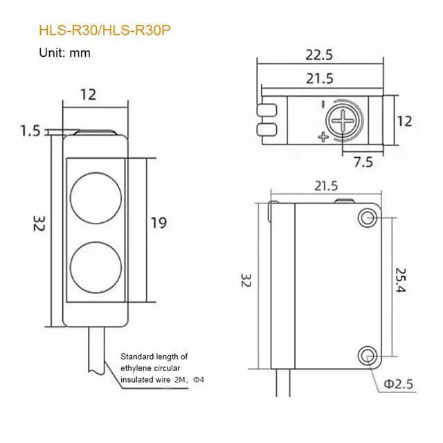 Alt view image 5 of 7 - HLS-R30 Photoelectric Sensor, Laser Reflection Small Light Point Background SuppressionSensor, Sensing Distance 10-350mm, 1224VDC, NPN Output, Detection Distance Unaffected by Object Color