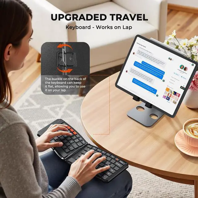 Alt view image 6 of 7 - Foldable Ergonomic Bluetooth Keyboard, Split, Portable, Black