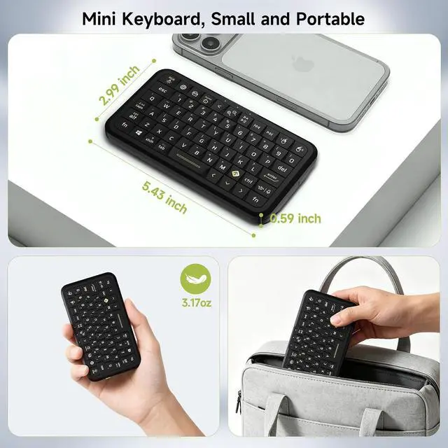 Alt view image 4 of 7 - Mini Keyboard with Triple Mode (2.4G/Bluetooth/USB-C),RGB Backlit with Memory, Air Mouse, Ultra-Slim Portable, Compatible with Tablet/PC/Smart TV/Phone (iOS/Android/Windows/Mac)