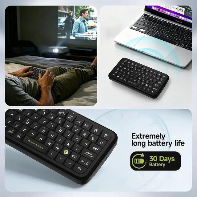 Alt view image 5 of 7 - Mini Keyboard with Triple Mode (2.4G/Bluetooth/USB-C),RGB Backlit with Memory, Air Mouse, Ultra-Slim Portable, Compatible with Tablet/PC/Smart TV/Phone (iOS/Android/Windows/Mac)