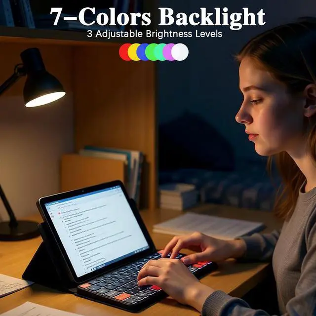 Alt view image 6 of 7 - Foldable Keyboard with 7-Color Backlit & Any-Angle Stand