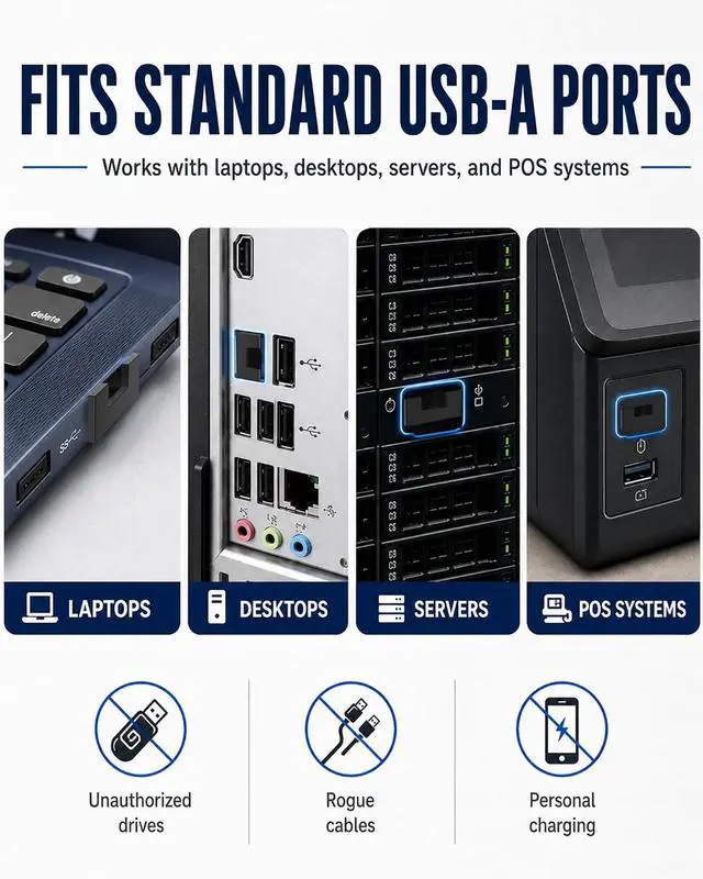Alt view image 5 of 7 - 100-Pack USB-A Port Locks with 5 Keys,Laptop Security Locks for Physical Security and Malware Protection, Removable USB-A Port Locks for PC Laptops,Protecting Data and Information Security (Black)