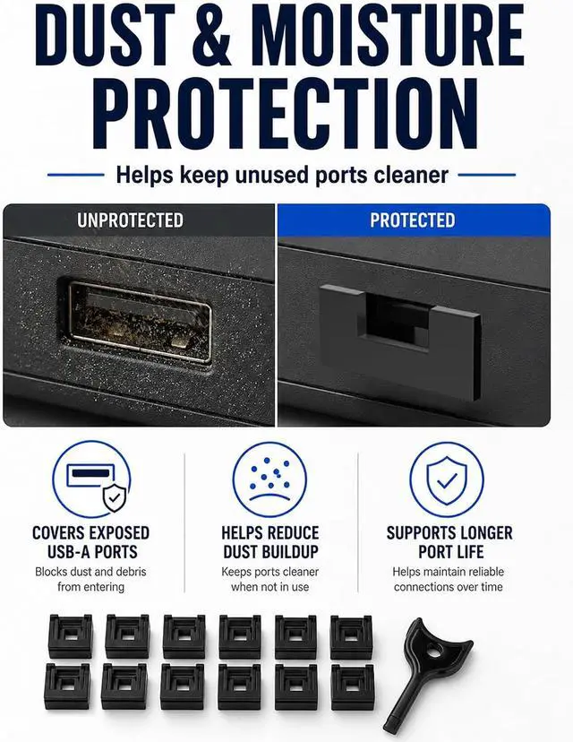 Alt view image 6 of 7 - 100-Pack USB-A Port Locks with 5 Keys,Laptop Security Locks for Physical Security and Malware Protection, Removable USB-A Port Locks for PC Laptops,Protecting Data and Information Security (Black)