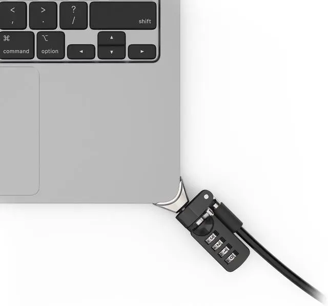 Alt view image 2 of 4 - Ledge Adapter for MacBook Air 13-inch (M2/M3/M4/M5) (Corner Lock) with Combination Lock Silver