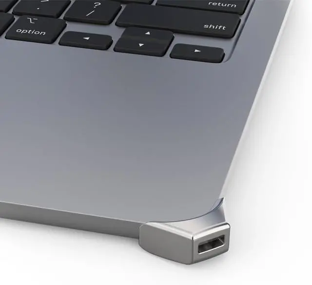 Alt view image 4 of 4 - Ledge Adapter for MacBook Air 13-inch (M2/M3/M4/M5) (Corner Lock) with Combination Lock Silver