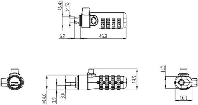 Alt view image 4 of 4 - Digio2 Z2782 Security Lock, Compatible with Nano Saver, Dial Type, Lightweight