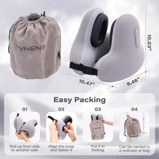 Alt view image 2 of 7 - Neck Travel Pillows for Airplanes with Bluetooth Headphones, Memory Foam Neck Travel Pillow for Airplanes, Long Flight Travel Pillow for Plane, Office, Cars, Home, Sleeping & Rest (Gray)