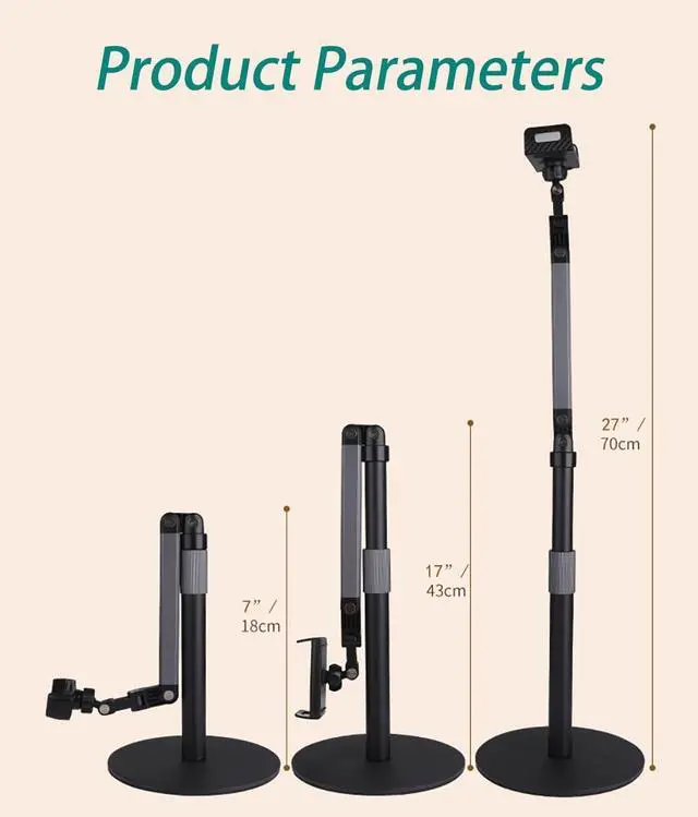 Alt view image 3 of 6 - Heavy Duty Overhead Phone Stand for Desk Video Recording for iPhone Holder, with Extension Arm, 360° Swivel, for Filming, Meeting, Cooking, Painting and Crafting