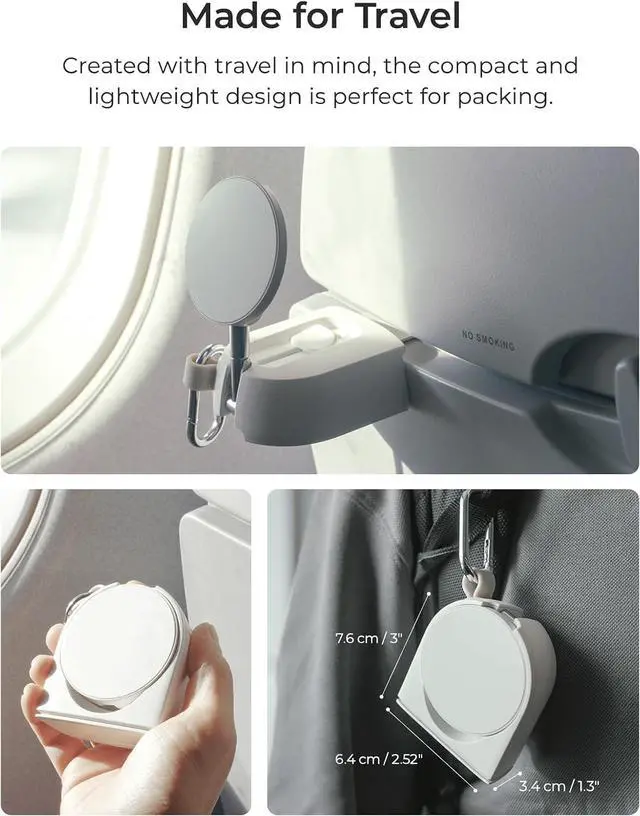 Alt view image 2 of 7 - Treker Travel Essentials Magnetic Airplane Phone Holder with 360° Rotation Swivel Head and Magnetic Ring Adapter for Universal Compatibility with MagSafe, Qi2, iPhone, and Android Smartphones