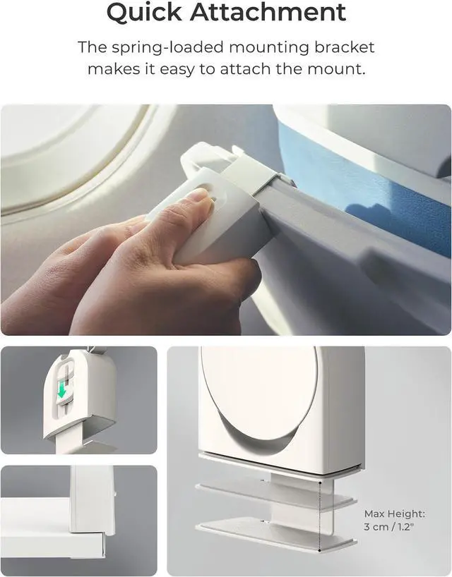 Alt view image 5 of 7 - Treker Travel Essentials Magnetic Airplane Phone Holder with 360° Rotation Swivel Head and Magnetic Ring Adapter for Universal Compatibility with MagSafe, Qi2, iPhone, and Android Smartphones