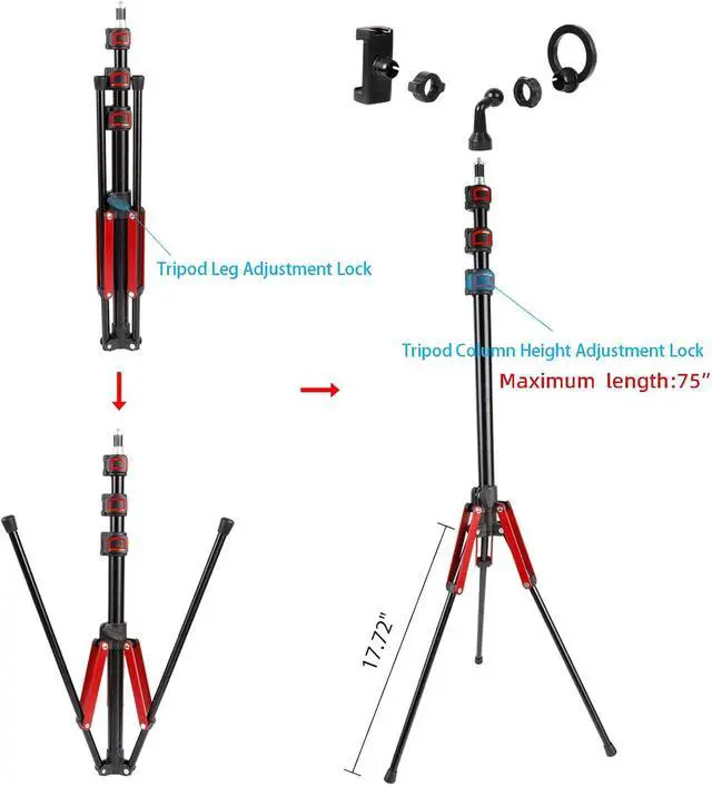 Alt view image 3 of 7 - Golf Tripod & Monopod 2-in-1 Phone Stand Holder with Spike Stake, 75" Extendable Selfie Stick Tripod for Recording Golf Swing, Magnetic Ground Mount for MagSafe & Smartphones - Stable Hands-Free Video