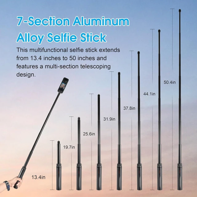 Alt view image 6 of 7 - Bullet Time Selfie Stick Tripod with Bluetooth Remote for Insta360 X5/X4/X3/GO Ultra/ACE Pro 2, 50" Invisible Extendable Camera Handle Grip for DJI OSMO 360 Action 6 5 Pro, GoPro 13 12 11 Max 2
