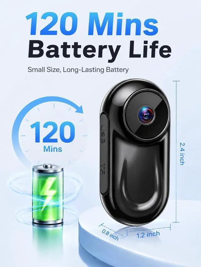 Alt view image 5 of 7 - Mini Body Camera 1080P, Small Action Camera