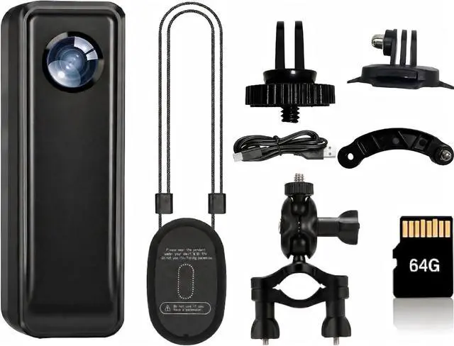 Main image of 4K Action Camera, Body Camera with 64GB Memory Card, Vlogging Camera with Helmet Mount, Mini Size Cam with Spring Clip, Hands-Free POV Recording, Recorder DV for Travel, Sports and Cycling