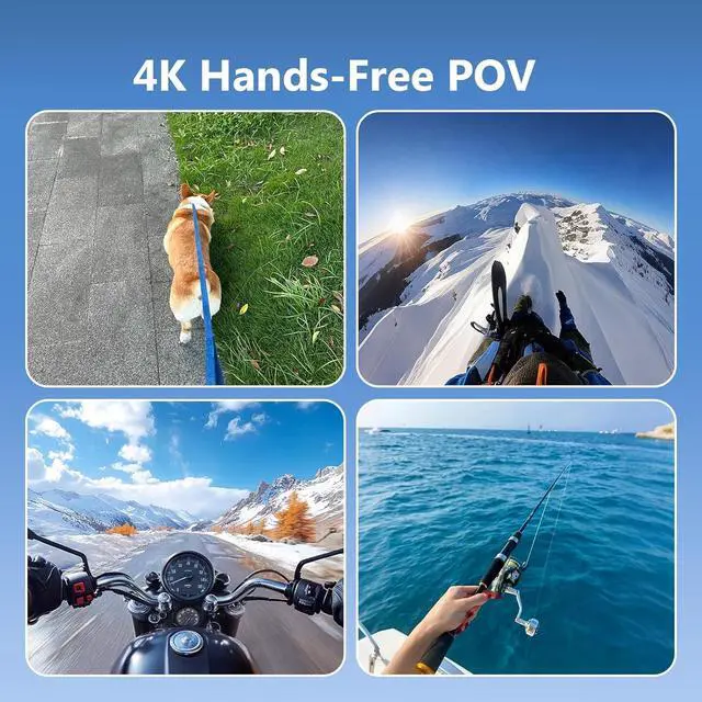 Alt view image 2 of 7 - 4K Action Camera, Body Camera with 64GB Memory Card, Vlogging Camera with Helmet Mount, Mini Size Cam with Spring Clip, Hands-Free POV Recording, Recorder DV for Travel, Sports and Cycling