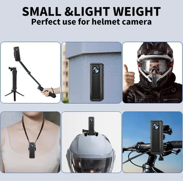 Alt view image 7 of 7 - 4K Action Camera, Body Camera with 64GB Memory Card, Vlogging Camera with Helmet Mount, Mini Size Cam with Spring Clip, Hands-Free POV Recording, Recorder DV for Travel, Sports and Cycling