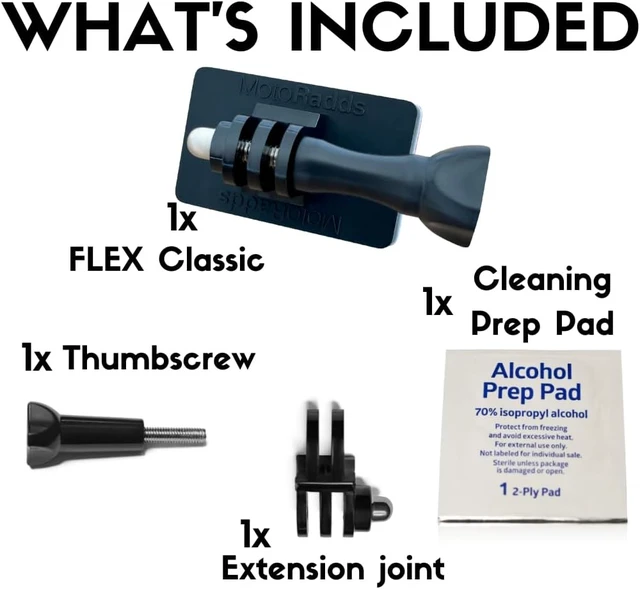 Alt view image 3 of 7 - FLEX Classic Flexible Adhesive Action Camera Mount for Motorcycle Windscreens, MX Visors, Helmets & Fairings, Compatible with GoPro/Insta360 (2pk)