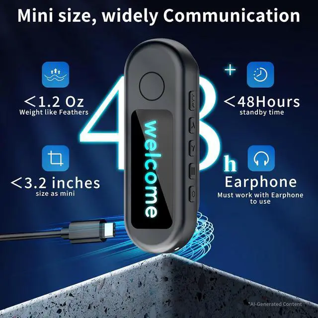 Alt view image 2 of 7 - Super Mini Walkie Talkies, Small Clip-On Two Way Radio with LED Screen, Portable Walkie Talkie with Earpieces for Outdoor Sports, Restaurants, Retail Stores, Baseball, Hospital, Biking, Adults, 2 Pack