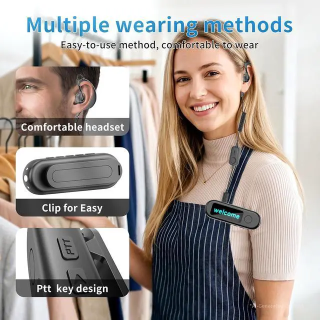 Alt view image 7 of 7 - Super Mini Walkie Talkies, Small Clip-On Two Way Radio with LED Screen, Portable Walkie Talkie with Earpieces for Outdoor Sports, Restaurants, Retail Stores, Baseball, Hospital, Biking, Adults, 2 Pack