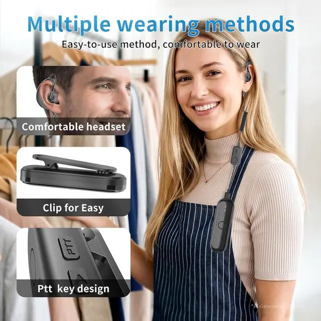 Alt view image 5 of 7 - Super Mini Walkie Talkies, Small Secure Clip-On Two Way Radio, Portable Walkie Talkie with Earpieces for Outdoor Sports, Restaurants, Retail Stores, Baseball, Hospital, Biking, Adults, 2 Pack