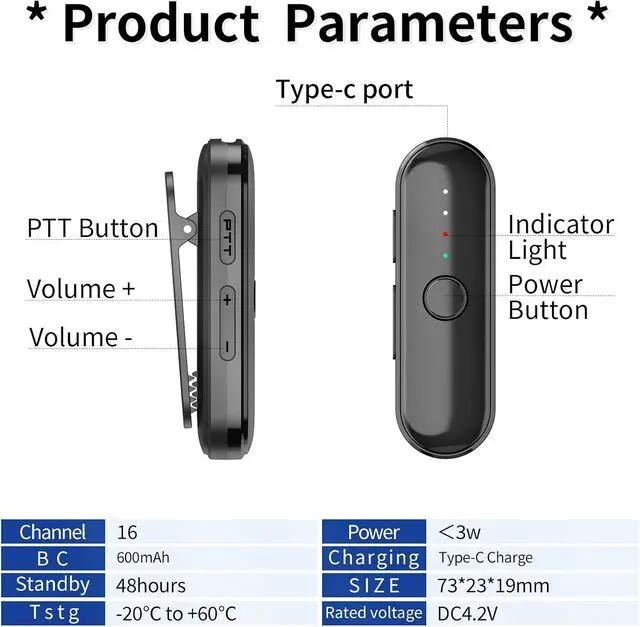 Alt view image 7 of 7 - Super Mini Walkie Talkies, Small Secure Clip-On Two Way Radio, Portable Walkie Talkie with Earpieces for Outdoor Sports, Restaurants, Retail Stores, Baseball, Hospital, Biking, Adults, 2 Pack