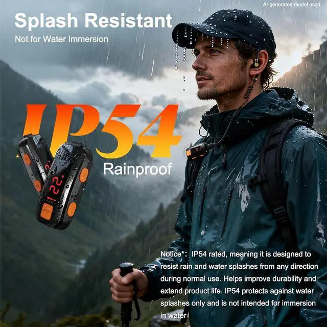 Alt view image 3 of 7 - 2 Pack Mini Walkie Talkies, IP54 Waterproof Small Walkie Talkies
