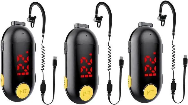 Main image of Mini Walkie Talkies, Portable Two-Way Radios with Earpieces 3 Pack