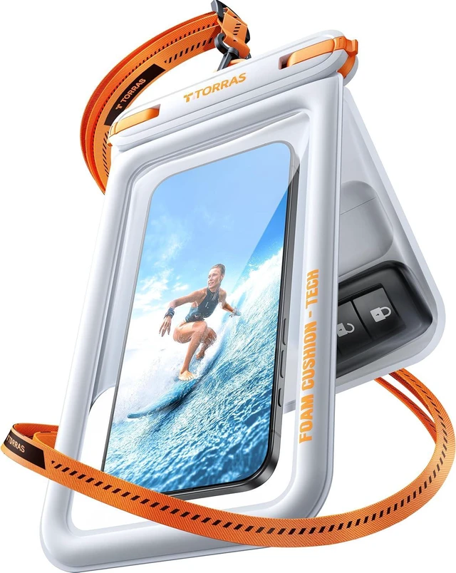 Main image of IP68 Waterproof Floating Phone Pouch with Double Space 7.0", White
