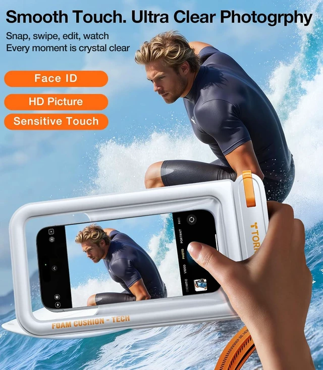 Alt view image 6 of 7 - IP68 Waterproof Floating Phone Pouch with Double Space 7.0", White