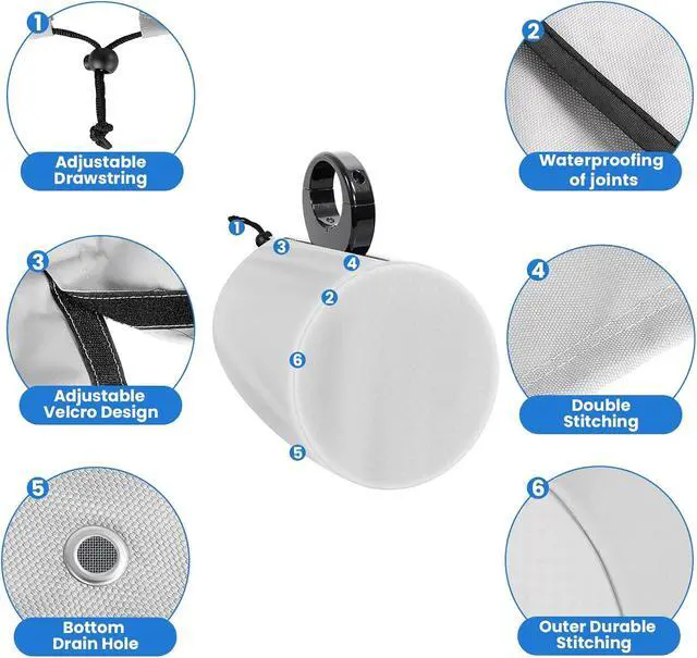 Alt view image 3 of 7 - 2 Pack Boat Speaker Covers, 900D Waterproof Wakeboard Tower Speaker Cover