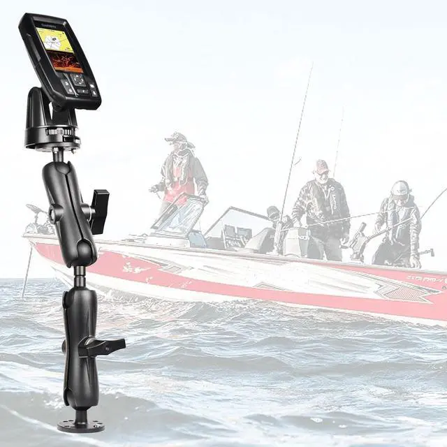 Alt view image 4 of 6 - Aluminum 1.5'' Ball Mount for Fish Finder,Tablet,ELD Holder, 14.76'' Extended Dual Arm, 2 AMPS Round Plates, Compatible with RAM C-Size Kits, Boat Marine Electronics Chartplotter Mount